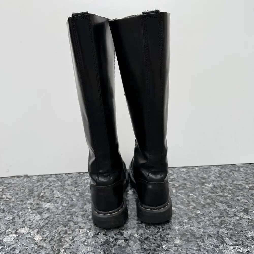 Gripfast England 20 Eye Steel Toe Black Leather Tall Boots UK 5 / US Women 7